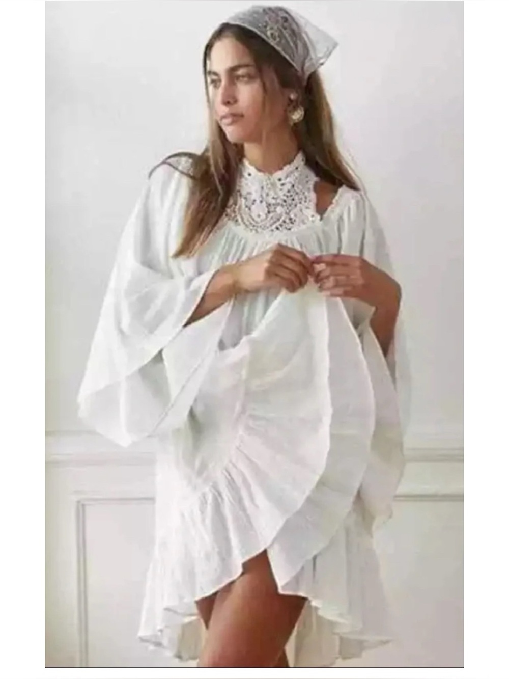 Free People Giving Us Sass Tunic Mini Dress In Ivory Size S ~ NWT